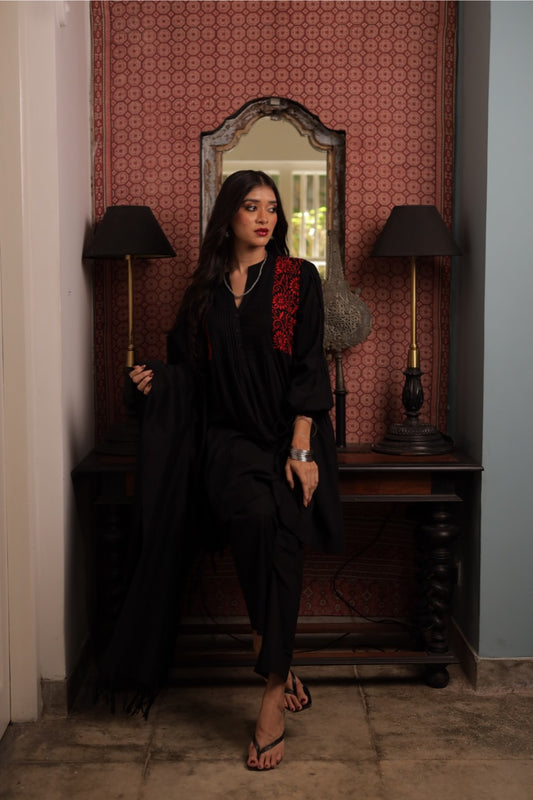 Black and Red Detail Tunic